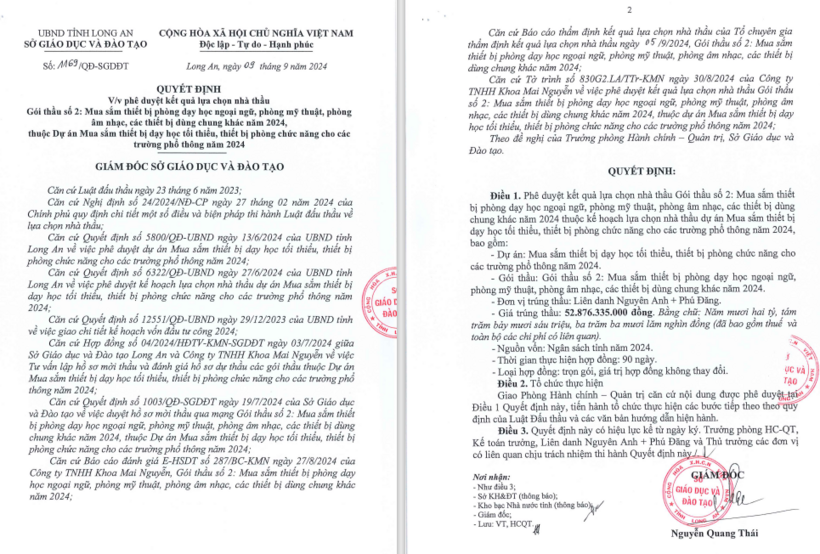 Liên danh Nguyên Anh - Phú Đăng trúng gói thầu trị giá hơn 52,8 tỷ đồng.