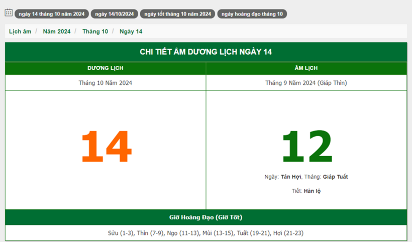 Hôm nay (14/10), có phải ngày đẹp không? - 1