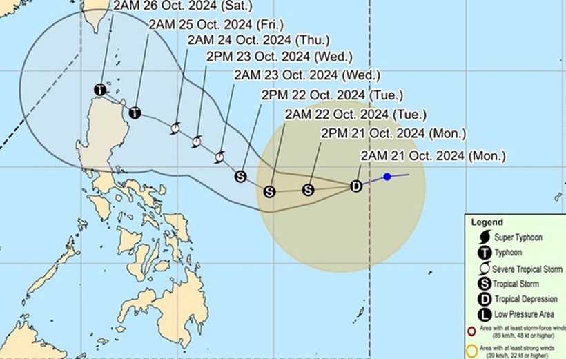 Áp thấp nhiệt đới gần Philippines sắp mạnh thành bão, liệu có vào biển Đông?. Ảnh: PAGASA