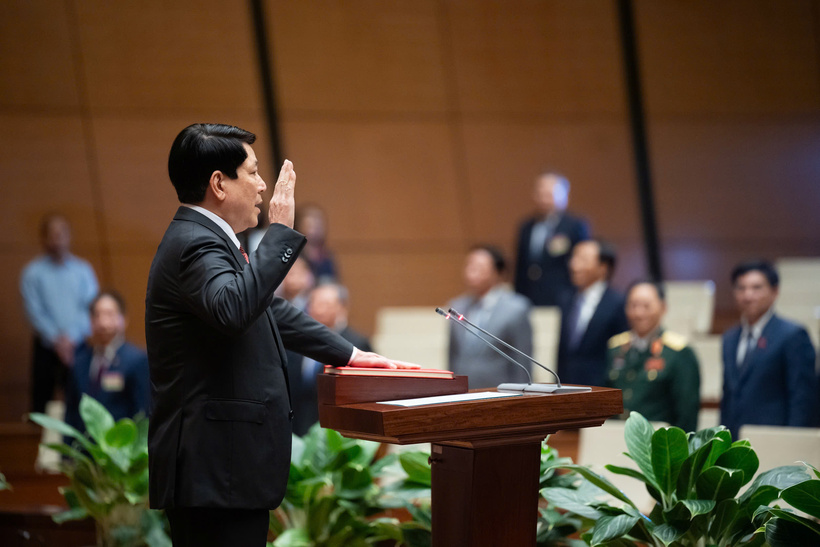 Chủ tịch nước Cộng hòa xã hội chủ nghĩa Việt Nam tuyên thệ. (Ảnh: Media Quốc hội)