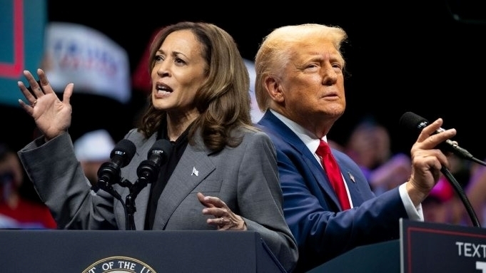 Ông Trump và bà Harris giằng co quyết liệt trước thềm bầu cử Tổng thống Mỹ. Ảnh: Getty Images