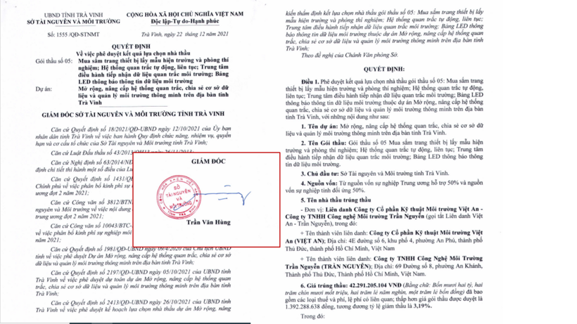 Quyết định số 1555/QĐ-STNMT ngày 22 tháng 12 năm 2021.