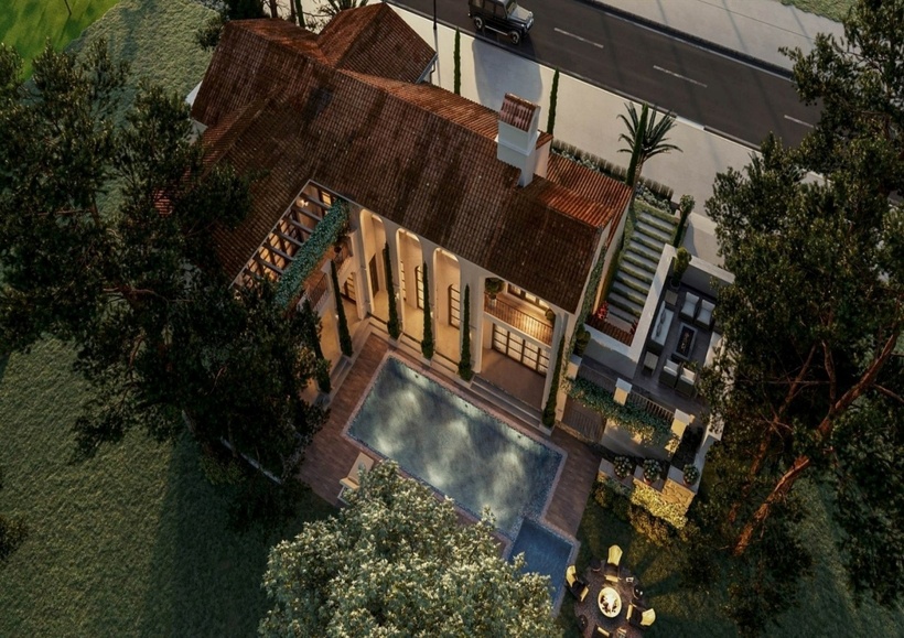 Toàn bộ căn biệt thự nhìn từ bên ngoài.