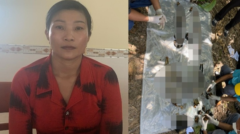 Hồng thời điểm đầu thú và hài cốt của nạn nhân. Ảnh: Thanh Niên