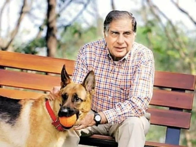 Tỷ phú Ratan Tata và chú chó cưng TIto. Ảnh: Daily Mail