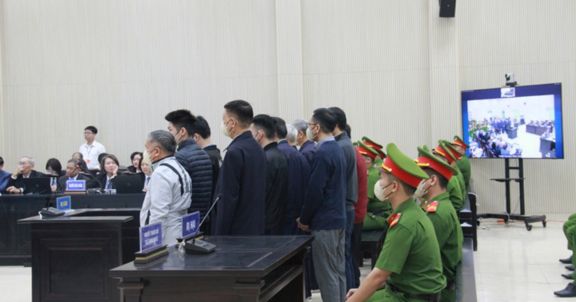 Các bị cáo tại phiên tòa.