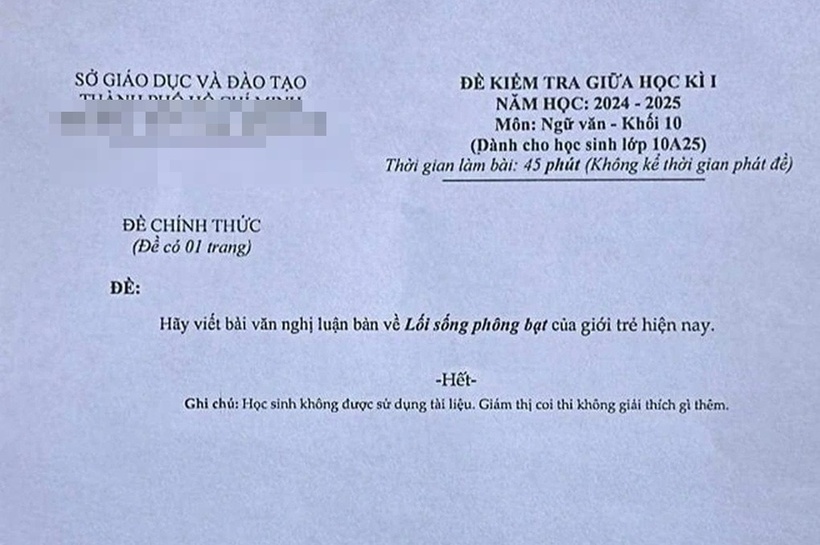 Đề văn "lối sống phông bạt của giới trẻ" kéo theo nhiều tranh luận. Ảnh: Dân trí