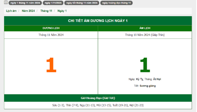 Hôm nay (1/11), có phải ngày đẹp không? - 1