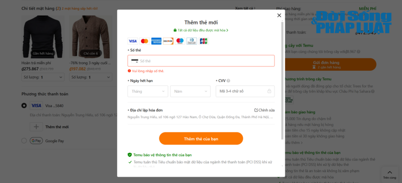 Hiện sàn thương mại Temu có 2 phương thức thanh toán chính là sử dụng thẻ tín dụng/ghi nợ, Google Pay hoặc Apple Pay,...