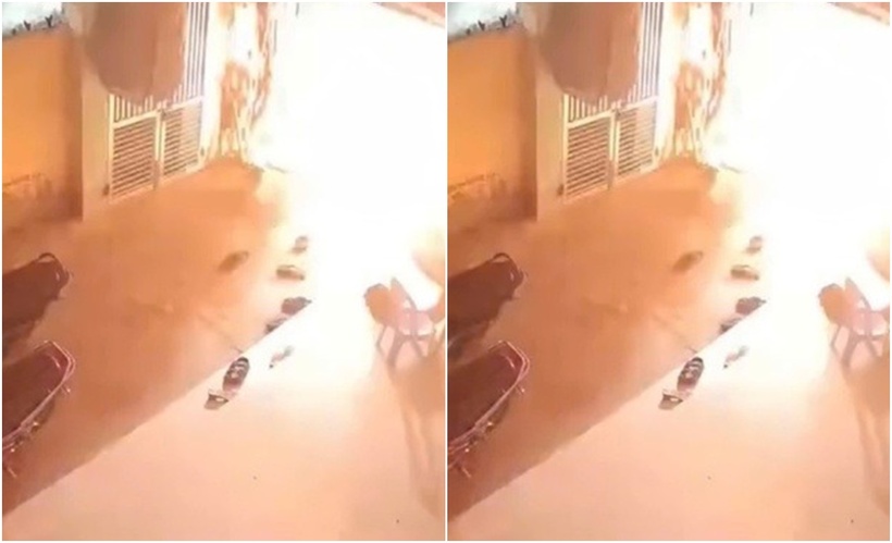 Hiện trường vụ chồng rút xăng xe máy, đốt vợ. (Ảnh: Báo Bình Thuận)