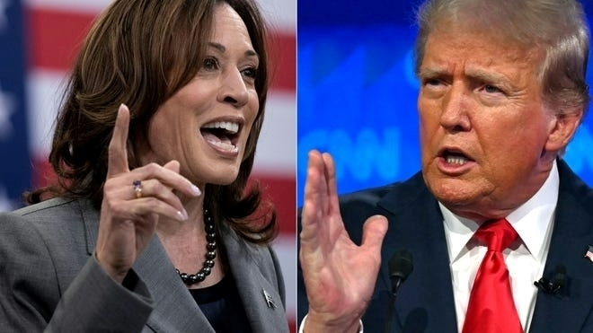 Ông Trump và bà Harris vận động tranh cử xuyên đêm trước thềm bỏ phiếu. Ảnh: NBC News