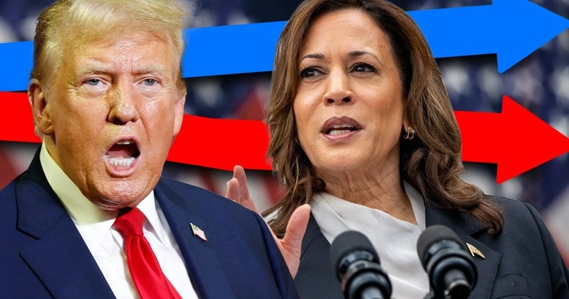 Ông Trump vẫn đang tạm dần trước bà Harris trong cuộc đua vào Nhà Trắng 2024. Ảnh: Independent