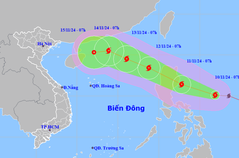 Dự báo đường đi của bão TAROJI. Ảnh: Tiền Phong