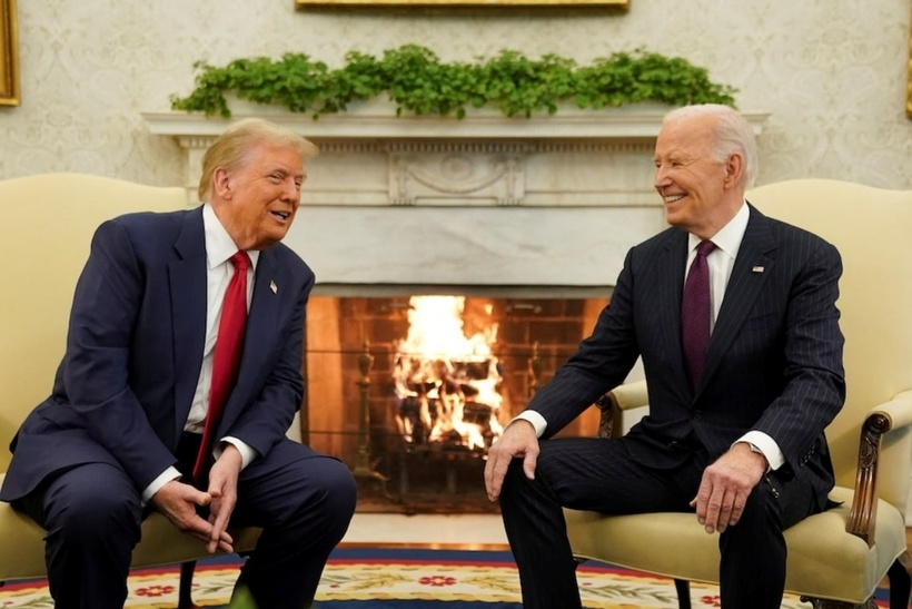 Tổng thống đắc cử Donald Trump gặp Tổng thống Mỹ đương nhiệm Joe Biden ở Nhà Trắng. Ảnh: Reuters