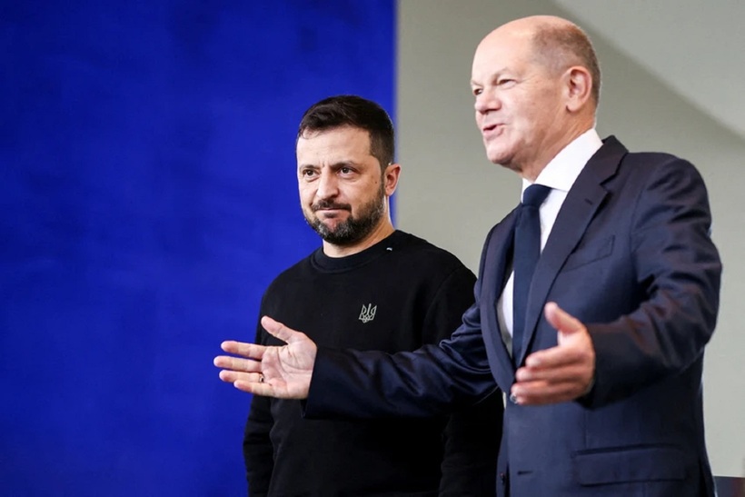 Thủ tướng Đức Olaf Scholz tiếp Tổng thống Ukraine Volodymyr Zelensky tại thủ đô Berlin (Đức) ngày 11/10. Ảnh: Reuters