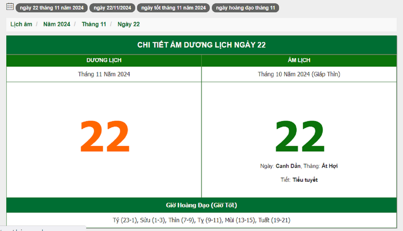 Hôm nay (22/11), có phải ngày đẹp không? - 1