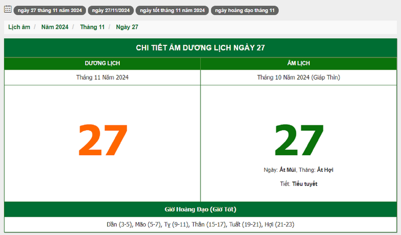 Hôm nay (27/11), có phải ngày đẹp không? - 1