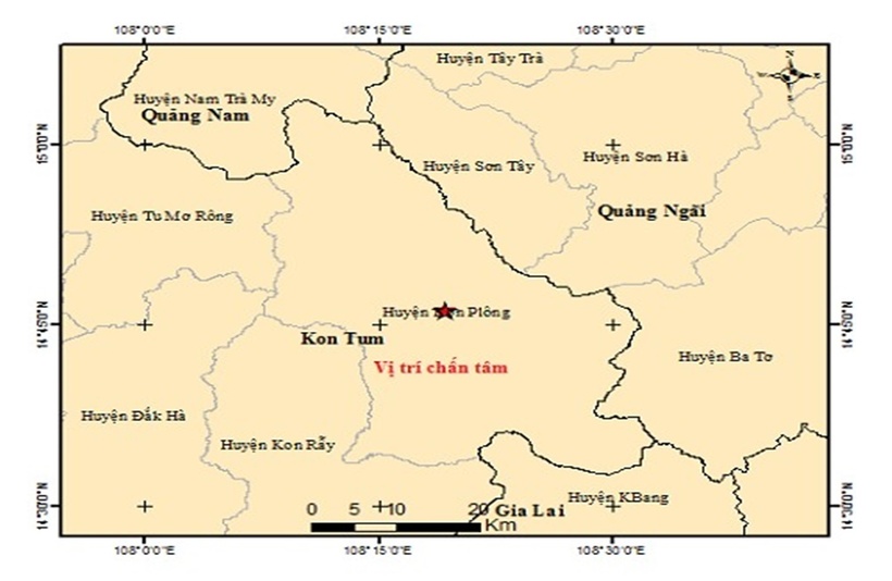 Tâm chấn trận động đất mới nhất xảy ra sáng 26/11.