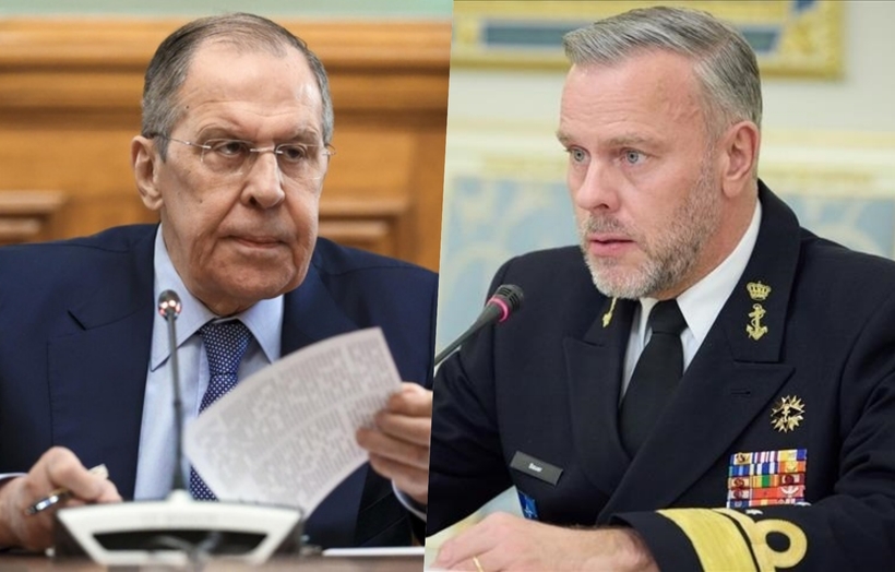 Ngoại trưởng Nga Sergei Lavrov (trái) và Chủ tịch Ủy ban Quân sự NATO - Đô đốc Rob Bauer. Ảnh: Getty