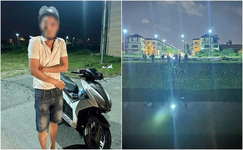 Lực lượng chức năng cứu người và xe rơi xuống kênh thoát nước. (Ảnh: Thanh niên)