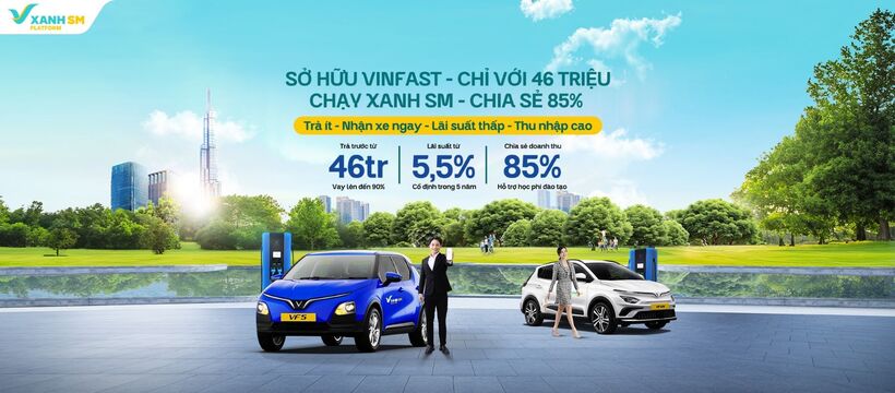 46 triệu đồng sở hữu xe VinFast, lãi suất cố định 5,5% trong 5 năm, nhận ngay 85% chia sẻ doanh số trên xanh SM Platform - 1