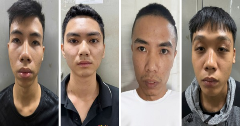 Nhóm đối tượng bị bắt giữ. (Ảnh: Trường Văn)