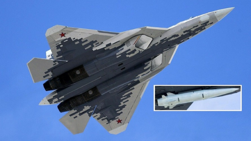 Tiêm kích Su-57 và tên lửa Kinzhal. Ảnh: TASS