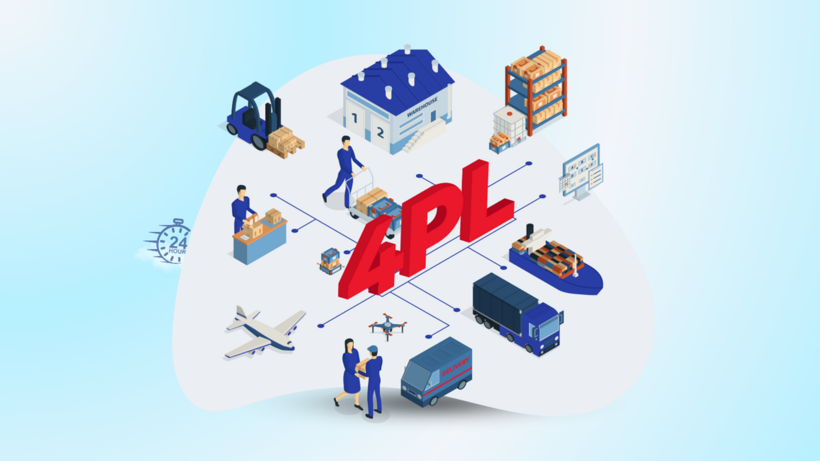 Mô hình 4PL kết nối khách hàng và nhà cung cấp dịch vụ Logistics - Ảnh: VELA