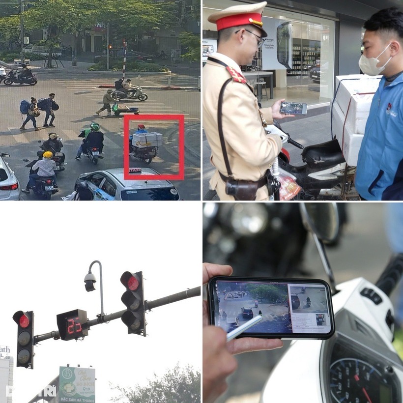 Khi dừng xe các tài xế, cảnh sát sẽ cho họ xem hình ảnh vi phạm của bản thân.