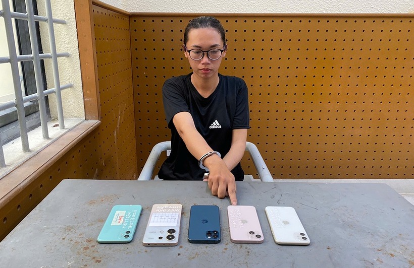 Lê Thị Hồng Thúy và tang vật các vụ trộm cắp. (Ảnh: Công an)