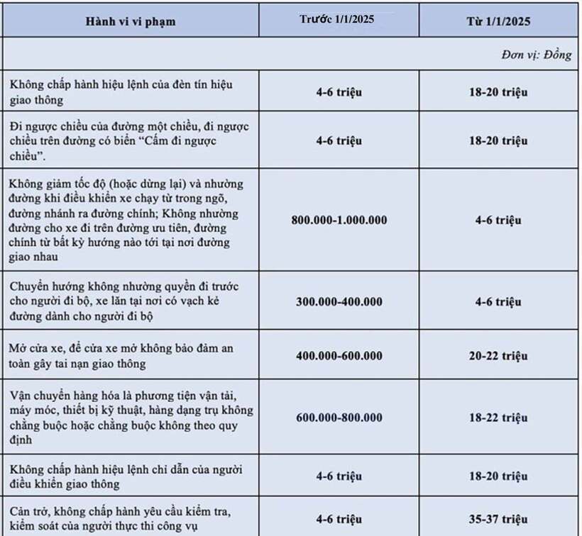 Chi tiết những lỗi vi phạm giao thông tăng mức phạt 20-30 lần từ năm 2025 - 1