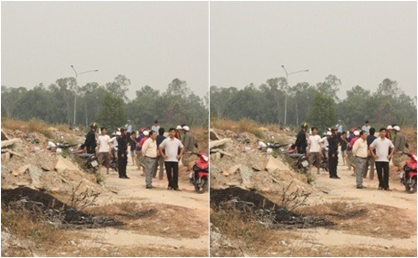 Hiện trường nơi phát hiện bà H. bị tên Hiếu giết và đốt xác phi tang. (Ảnh: Dân trí)