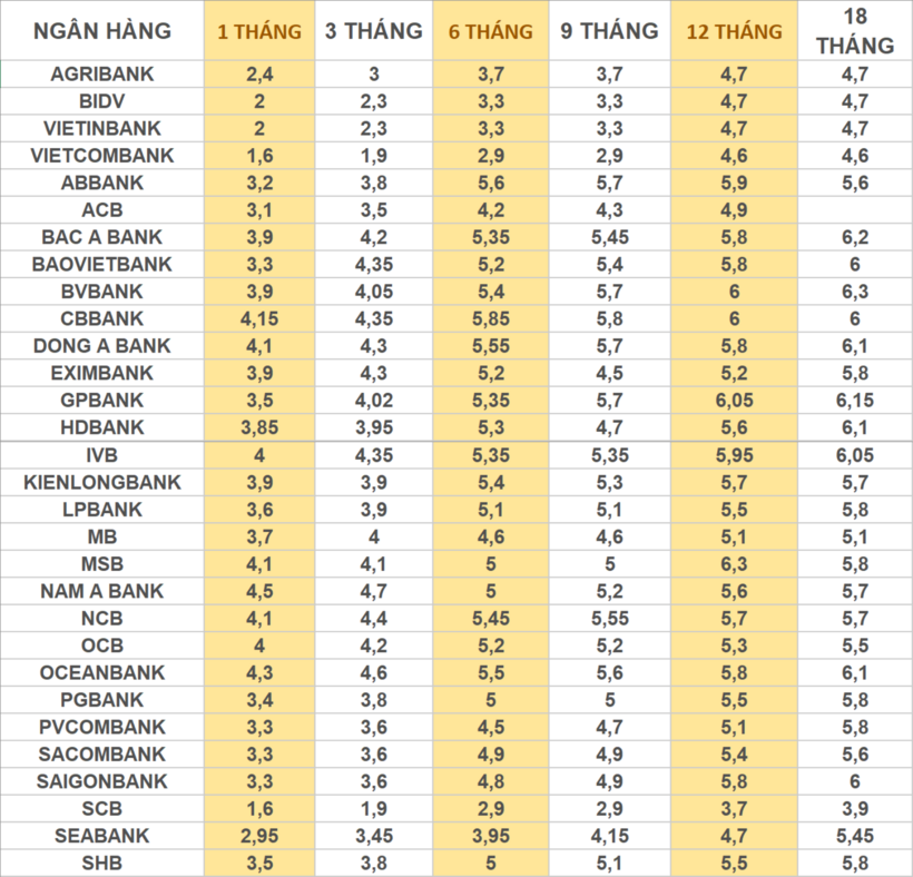 Lãi suất ngân hàng 5/1/2025