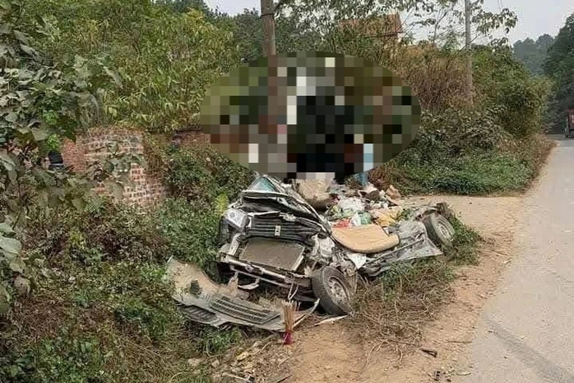 Hiện trường xảy ra vụ tai nạn. Ảnh: Báo Dân trí.