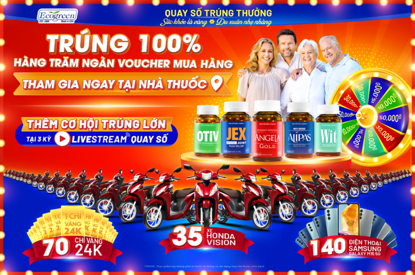 Chương trình Quay số trúng thưởng 2024 của ECO Pharma với tổng trị giá hơn 5 tỷ đồng đang thu hút đông đảo người dùng nhân dịp sắp đón Tết 2025.