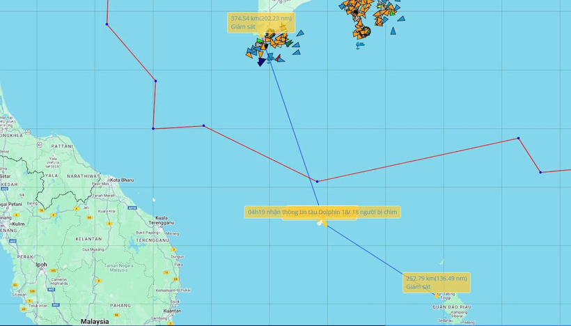 Vị trí tàu gặp nạn