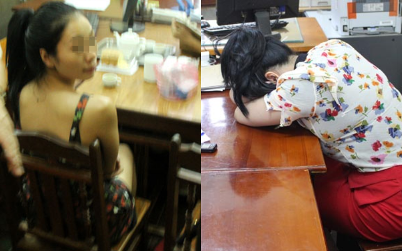 Hà Thị H. và Trần Huyền Tr. tại cơ quan công an