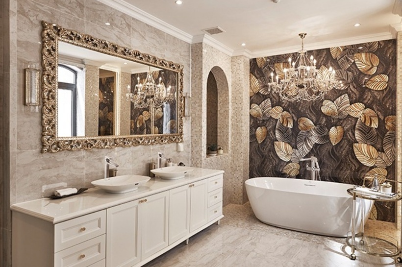 Không gian phòng tắm toát lên vẻ sang chảnh.