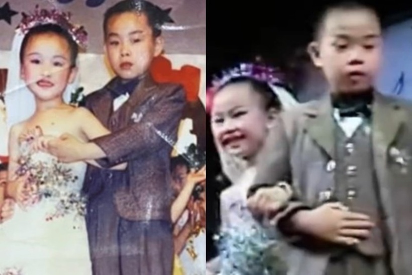 rong một buổi văn nghệ của trường, cặp đôi được phân công đóng vai cô dâu chú rể. Ảnh: MSN.