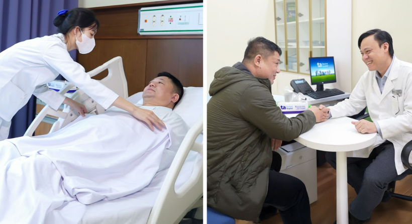 Anh Nguyễn Hữu Nghĩa điều trị giảm cân sau can thiệp stent mạch vành để ngăn biến chứng sức khỏe do béo phì. Ảnh: BVĐK Tâm Anh