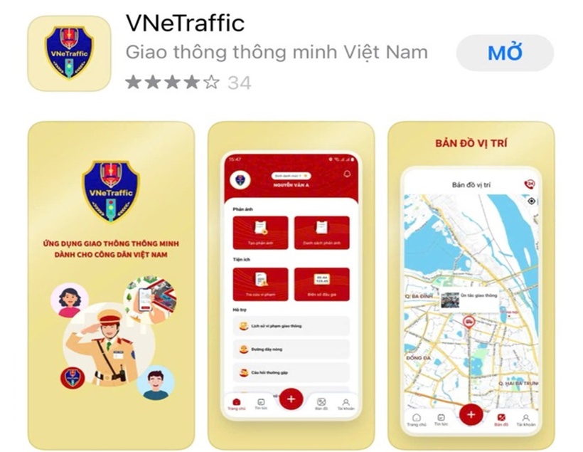 Giao diện của ứng dụng VNeTraffic.
