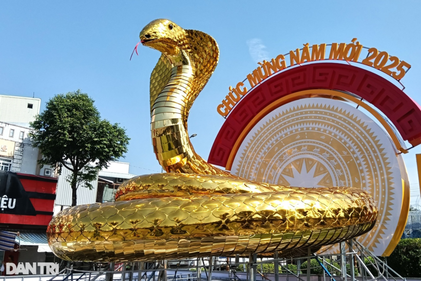 Linh vật rắn được thiết kế thân uốn tròn, đầu phùng mang