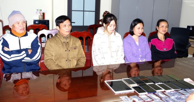 Nhóm đối tượng trong đường dây. (Ảnh: Công an Hà Nam)