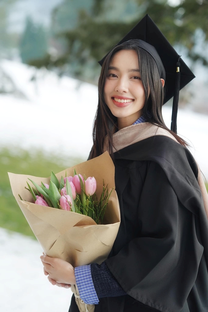 Bên cạnh việc học, Thùy Tiên tham gia nhiều dự án nghệ thuật, gameshow và đóng phim trong năm 2024. Ảnh: FBNV