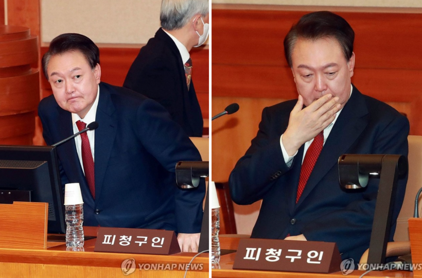 Tổng thống Yoon Suk-yeol tại Tòa án Hiến pháp ở Seoul vào ngày 21/1. Ảnh:&nbsp;YonhapẢnh: Yonhap News