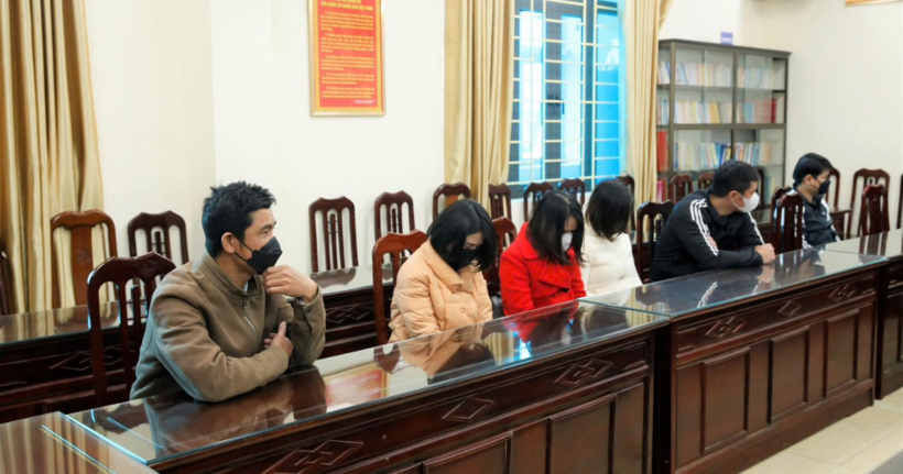 Các đối tượng trong đường dây. (Ảnh: Công an Nam Định)