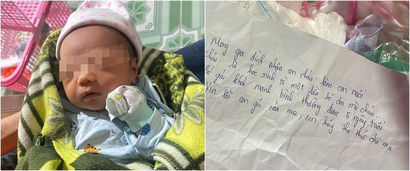 Bé gái sơ sinh bị bỏ rơi, mẹ để lại lá thư "cháu là học sinh, vì một lần lỡ dại". (Ảnh: Tuổi trẻ)