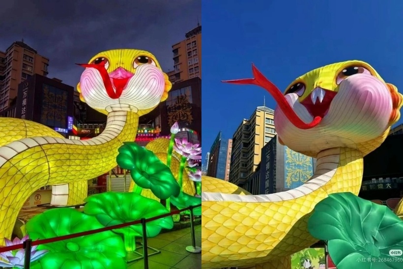 Trong khi đó, tượng rắn thè lưỡi ở Côn Minh, tỉnh Vân Nam bị nhiều người chế giễu vì trông giống như đã ăn quá nhiều nấm độc.