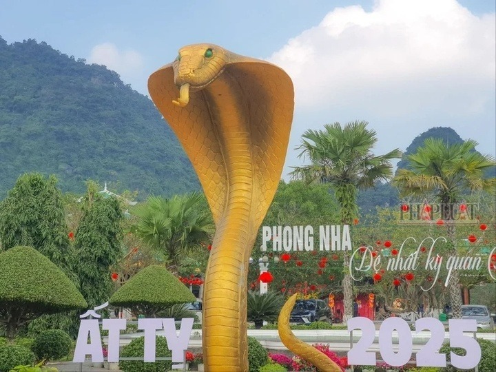 Nhằm chào đón du khách đến tham quan động Phong Nha-Tiên Sơn, Trung tâm đón khách đã đặt một linh vật rắn có kích thước nổi bật: chiều cao và chiều rộng đều là 3 mét, đường kính thân 40 centimet.