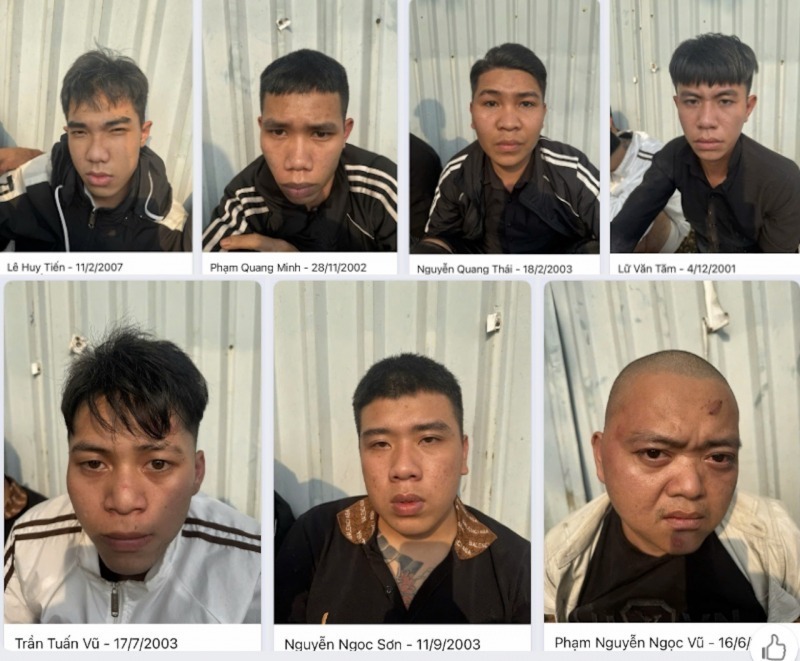 7 đối tượng bị tạm giữ. Ảnh: Công an Nhân dân